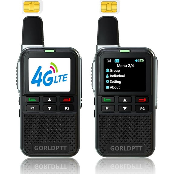 Global Walkie Talkies Two Way Radio with SIM Cards, 4G PTT, Unlimited Range
