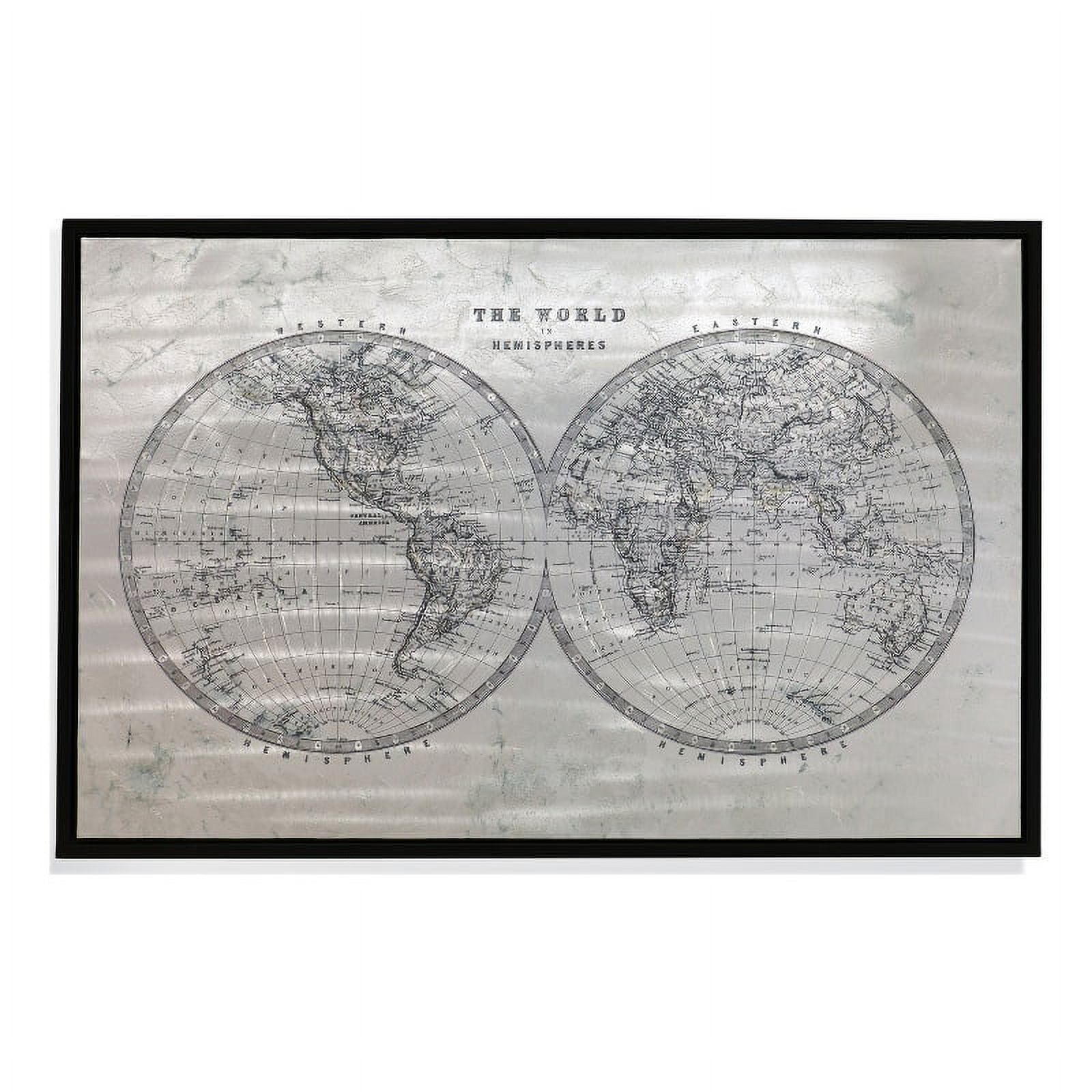 Global Wall Art in Silver Aluminum