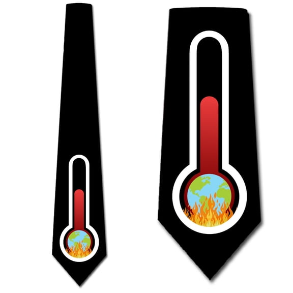 Global Warming Ties Earth on Fire Necktie Mens Tie by Three Rooker