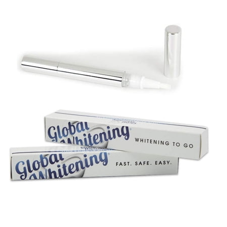 Global Whitening Advanced Teeth Whitening Travel Pen With 22% Carbamide Peroxide, No Sensitivity, Natural & Safe, Made In USA (2 Pack for 2 Month)