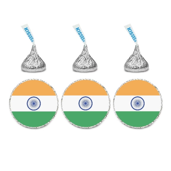 Global World Flag Party Collection, Chocolate Drop Label Stickers, India, 216-Pack