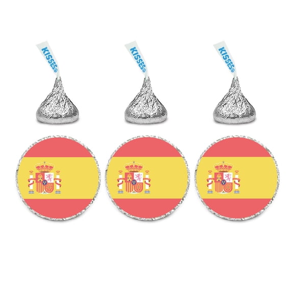 Global World Flag Party Collection, Chocolate Drop Label Stickers, Spain, 216-Pack