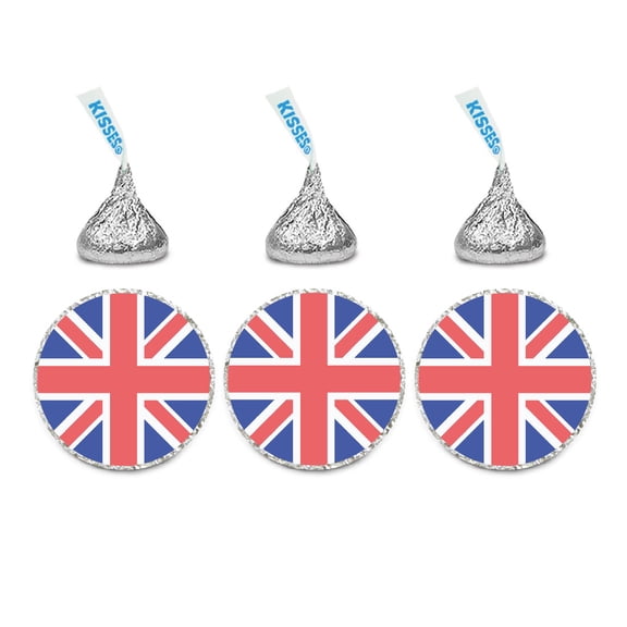 Global World Flag Party Collection, Chocolate Drop Label Stickers, United Kingdom England, 216-Pack