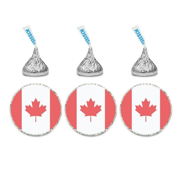 Global World Flag Party Collection, Round Label Stickers, Canada, 40-Pack, World Cup Soccer Futbol Olympics