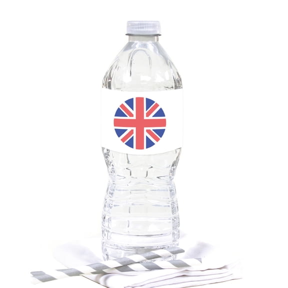 Global World Flag Party Collection, Water Bottle Labels, United Kingdom England, 20-Pack