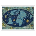 thumbnail image 1 of Global World Route Map - France - Planisphere - Vintage Airline Travel Poster by Lucien Boucher c.1962 - Bamboo Fine Art 290gsm Paper Print (Unframed) 24x32in, 1 of 4