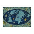 thumbnail image 1 of Global World Route Map - France - Planisphere - Vintage Airline Travel Poster by Lucien Boucher c.1962 - Fine Art Matte Paper Print (Unframed) 18x24in, 1 of 4