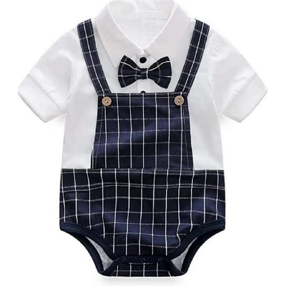 Global trend llc Gentleman Bowtie Romper Infant Baby Boys Formal soft Suit | Bodysuit Rompers 2pcs Outfit Set