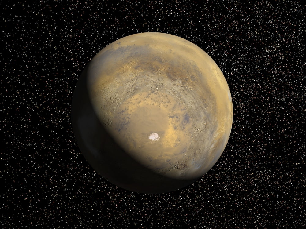 Global view of Mars Canvas Art - Stocktrek Images (32 x 24)
