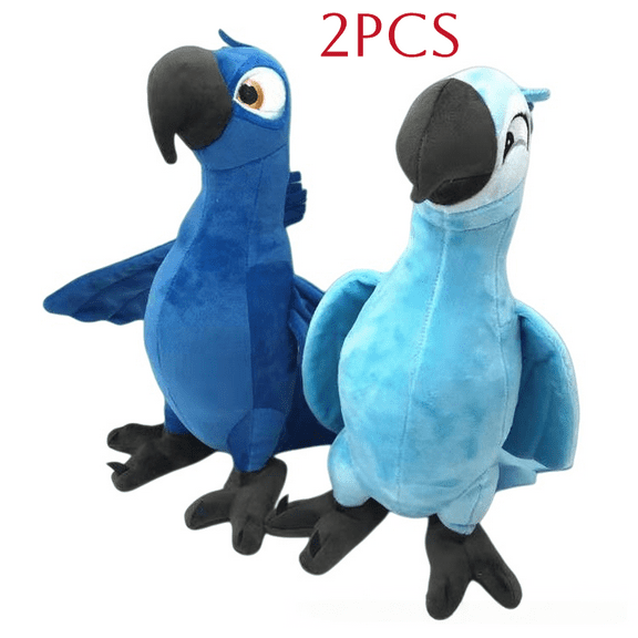 GlobalBreeze 2-Pack Blue Parrot Plush Toys, Soft Stuffed Birds, Fluffy Tropical Macaw Plushie Set for Kids & Adults, Cute Animal Pillow Decor, Cuddly Gift for Birthday, Christmas, Home or Office