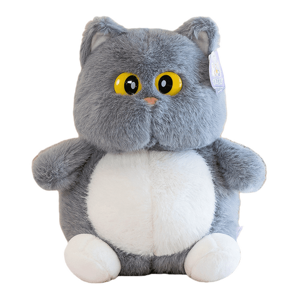 GlobalBreeze Bell Cat Plush Toy, Soft Stuffed Animal, Cute Chubby Kitty Plushie, Furry Round Cat Doll, Fluffy Cozy Plush Decor, Gift for Kids Adults