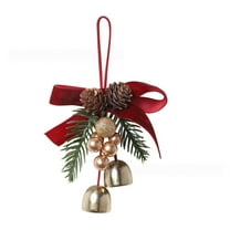 GlobalBreeze Christmas Bell Ornaments, Red Velvet Bow Hanging Decor, Festive Pinecone Accessories for Tree, Holiday Scene Decoration, Home Party Adornments, Winter Gift for Family Friends