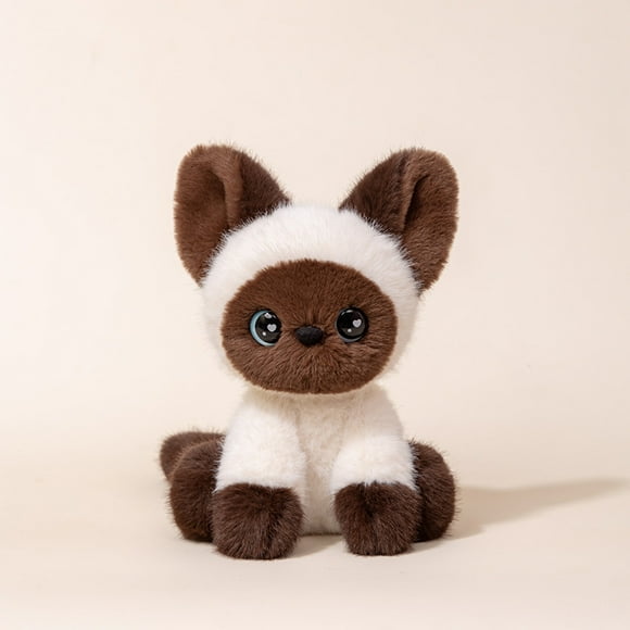 GlobalBreeze Cute Devon Cat Plush Toy, Soft Calico Siamese Stuffed Animal Doll, Adorable Kitty Plushie Pillow, Fluffy Cuddly Sleeping Companion, Cozy Hugging Toy, Birthday Gift for Girls Kids