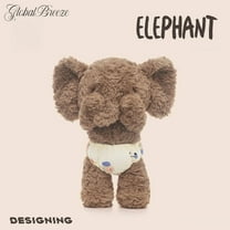 GlobalBreeze Elephant Plush Toy, Soft Stuffed Animal with Movable Hands, Cute Furry Elephant Plushie, Fluffy Cuddly Plush Doll, Gift for Kids Adults, Birthday Christmas Present