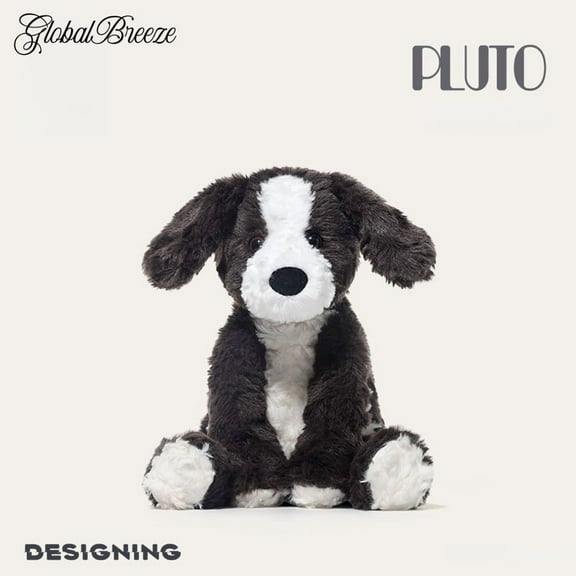 GlobalBreeze Pluto Dog Plush Toy, Soft Furry Stuffed Animal Puppy Plushie, Cute Fluffy Cuddly Dog Doll, Cozy Plush Decor for Home Bedroom, Adorable Gift for Kids Adults, Holiday Present