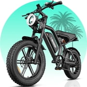 GlobalKeep 1500W Peak Electric Mountain Bike, 20 Fat Tire 32MPH Ebikes for Adults , 48V 15.6Ah Removable Battery, Full Suspension UL2849
