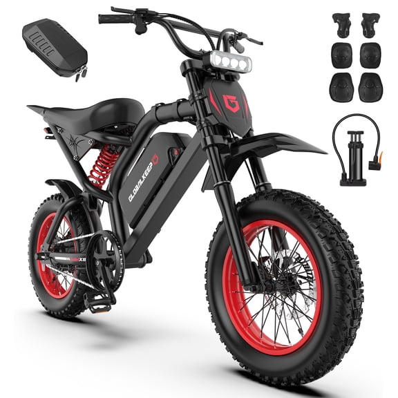GlobalKeep Dirt Mountain Off-Road Device for Riders Under 16, 16''×3.0'' Fat Tire, Dual Disc Brakes, Dual Front & Rear Suspension, 1500W Peak Motor, Removable 48V 17.5Ah Battery, 28MPH, UL2849.