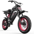 thumbnail image 1 of GlobalKeep Electric Dirt Bike for Teens Age 7+, 1000W Motor 1500W Peak E-Mountain Bike, 48V 17.5Ah Removable Battery, 16"x3" Fat Tire Electric Bike, Full Suspension, UL 2849, Red, 1 of 9