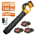 thumbnail image 1 of GlobalSourse Cordless Leaf Blower, 580CFM 180MPH High Power Handheld Blower with 3 x 21V Batteries & Charger,Variable Speed, Lightweight for Lawn, Yard, Driveway, Patio & Outdoor Cleaning, Yellow, 1 of 8