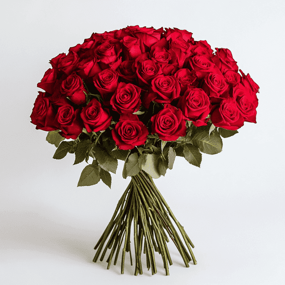 50 Fresh Red Roses Bouquet - Ideal for Mother's Day, Anniversaries, or Romantic Gifts - Next Day Delivery Available