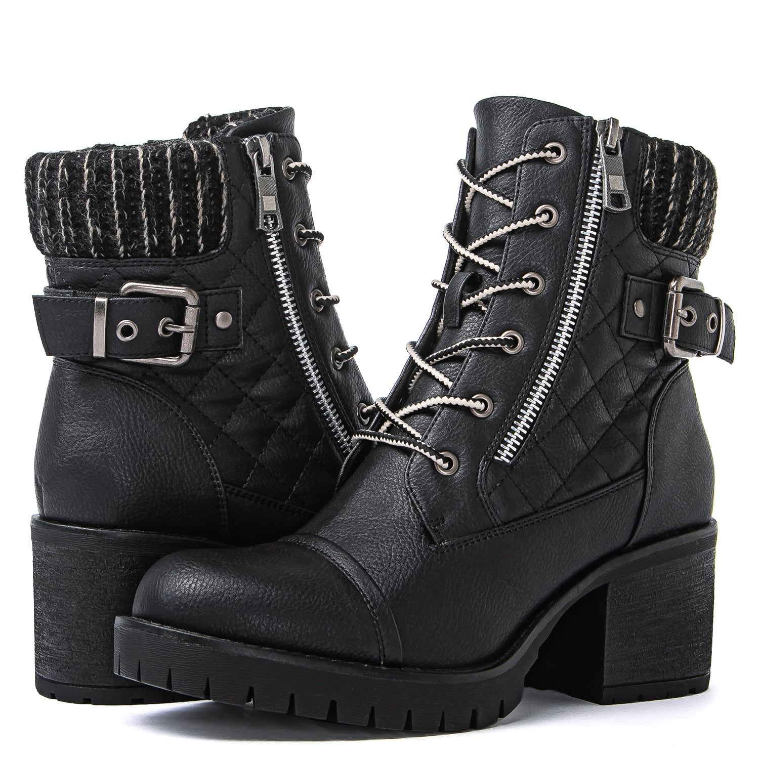 GLOBALWIN Women's Ankle Booties - Low Heel Slouchy Fashion Boots, Vegan Suede With Buckle Detail