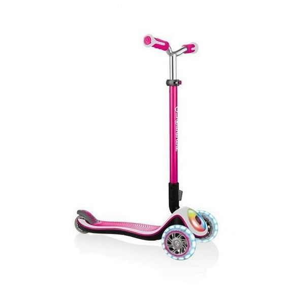 Globber 444-810 Elite Prime Flashing Head Deck & Light Up Wheel Scooter with Anodized Tbar, Deep Pink Translucent