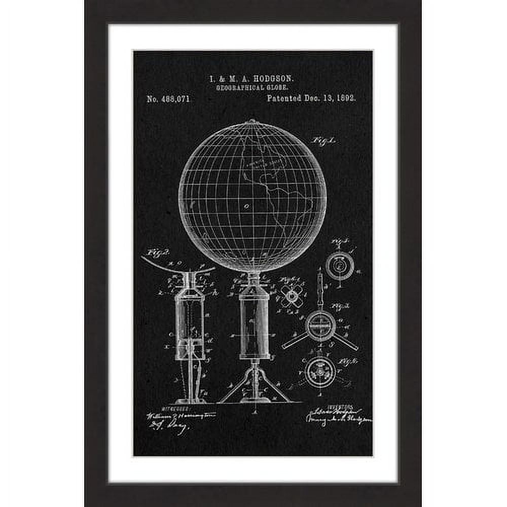 "Globe 1892 Black Paper" Framed Painting Print