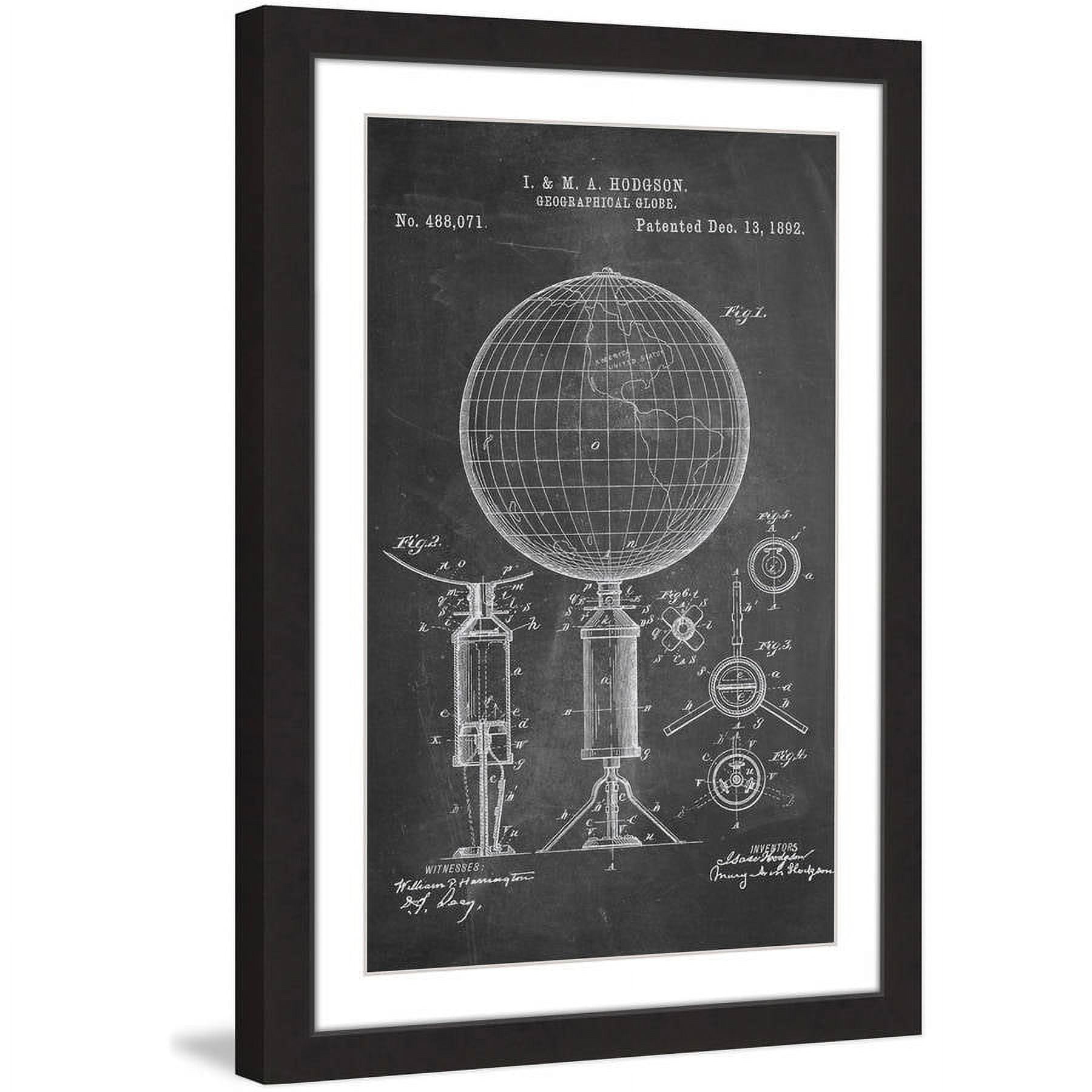 "Globe 1892 Chalk" Framed Painting Print