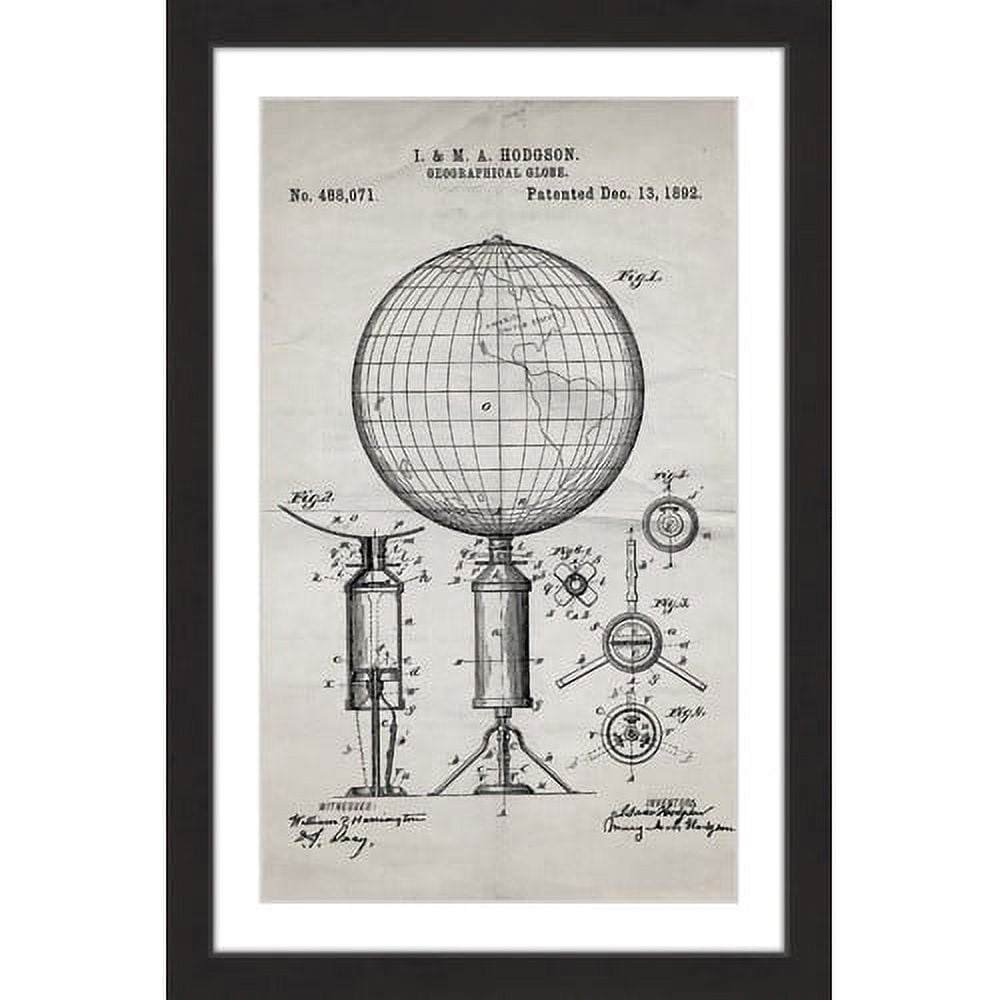 "Globe 1892 Old Paper" Framed Painting Art Print