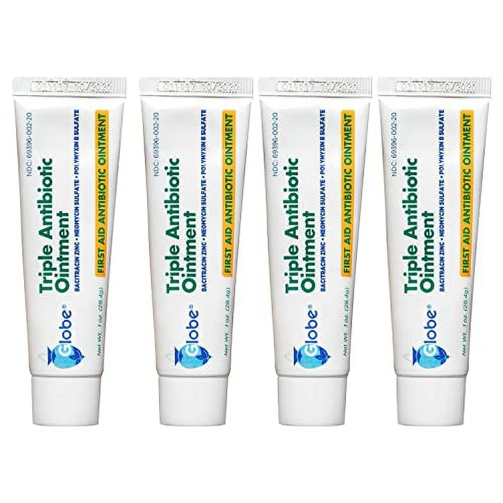Globe (4 Pack) Triple Antibiotic First Aid Ointment, 1 oz, 24-Hour Infection Protection, Wound Care Treatment for Minor Scrapes, Burns and Cuts