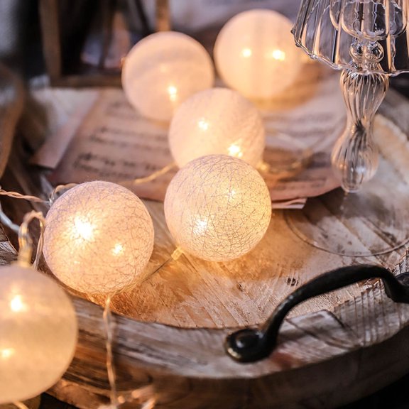 Globe Ball String Lights Crystal Bubble Ball Christmas New Year Fairy String Lights for Indoor Outdoor Wedding Christmas Tree Garden Decor[Pure White 2 Meter 10LED Battery Type]