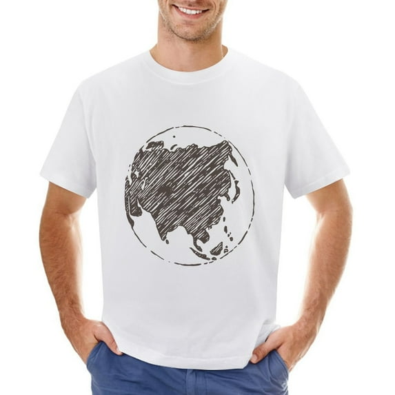 Globe China Vintage T-shirt Mens Cotton Classic Crewneck Short Sleeve Tees Unisex White M
