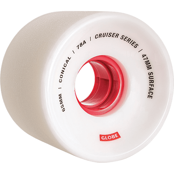 Globe Conical Cruiser Skateboard Wheels 65mm 78a White/Red