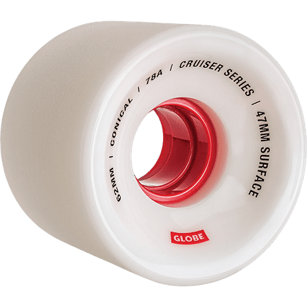 Globe Conical Cruiser Skateboard Wheels 62mm 78a White/Red