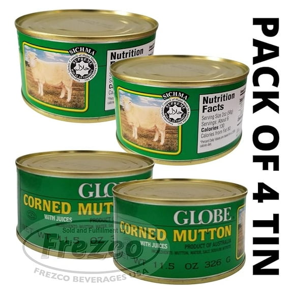 Globe Corned Mutton with Juices (Pack of 4 Tin) 11.5 Oz | HALAL