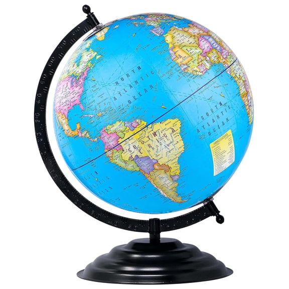Globe Educational 13 Inch Height Metal Base World Globe For Office Decor, Gifting, Show Piece, Educational Globe For Kids & Students Learning, Pack Of 1
