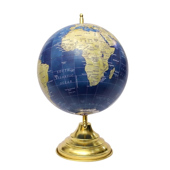 Globe Educational Globe 10 Inch Height & 8 Inch Diameter Rotating World Globe With Golden Finish Arc & Base, Home Decor, Office Decor, Gift For Students (Blue) Pack Of 1