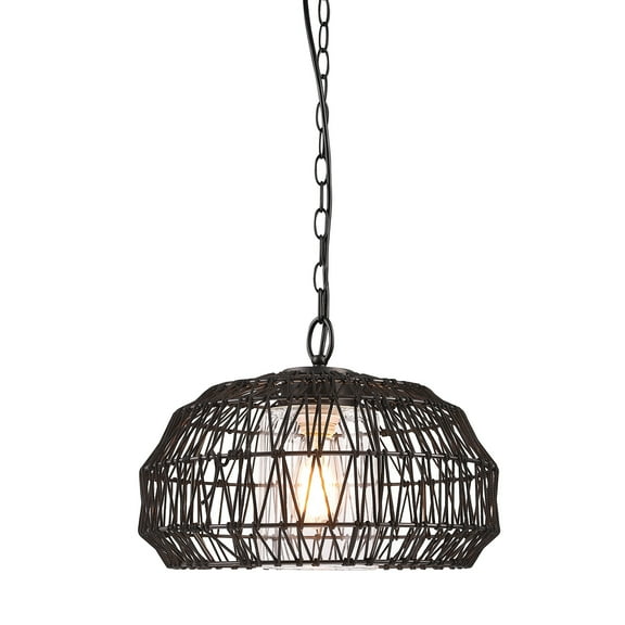 Globe Electric 1 Black Cage Pendant Lights withGlobe Glass