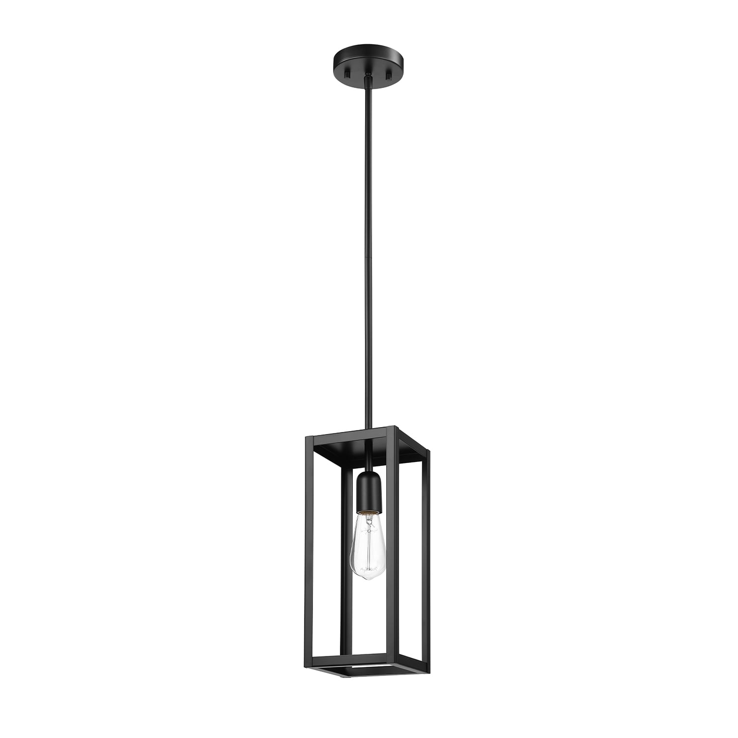 Globe Electric 1-Light Matte Black Open Shade Pendant Light
