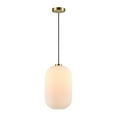 thumbnail image 1 of Globe Electric 1-Light Matte Brass Pendant Lighting with Ribbed Opal Glass Shade, 1 of 8