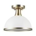 thumbnail image 1 of Globe Electric 1-Light Matte White Semi-Flush Ceiling Light, Brass Accents, Modern Glam, 91004455, 1 of 7