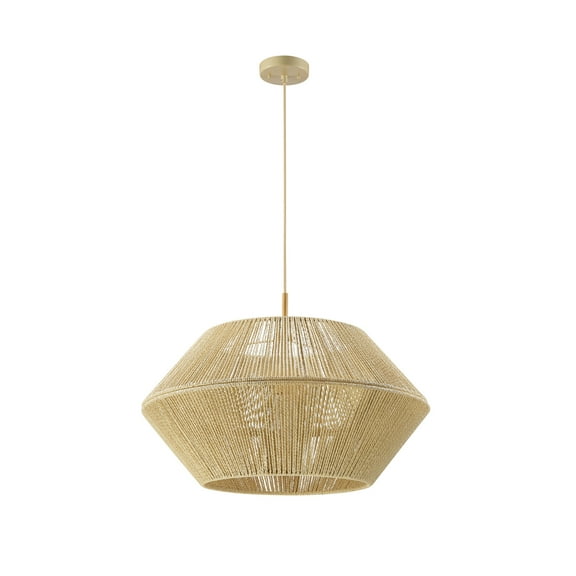 Globe Electric 1-Light Wood Toned Twine Shade Pendant Light