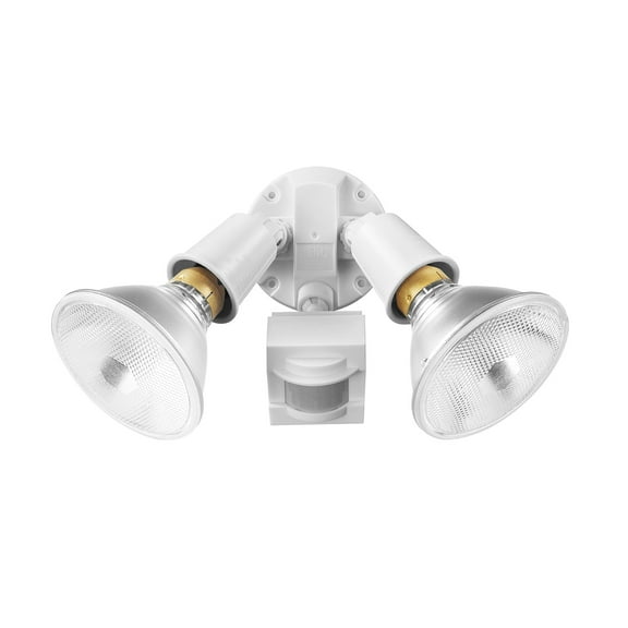 Globe Electric 240 W Twin Head Gray Hardwired Motion Sensor Security Flood Light, Bulbs Sold Separately