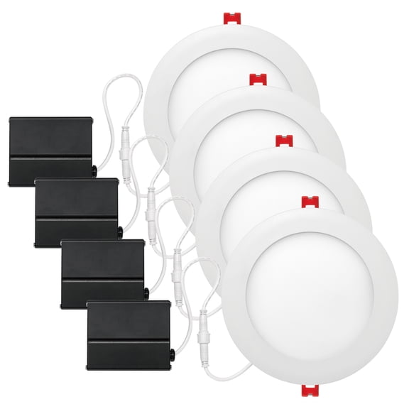 Globe Electric 12 Watt 6" White Integrated LED Ultra Slim Recessed Lighting Kit