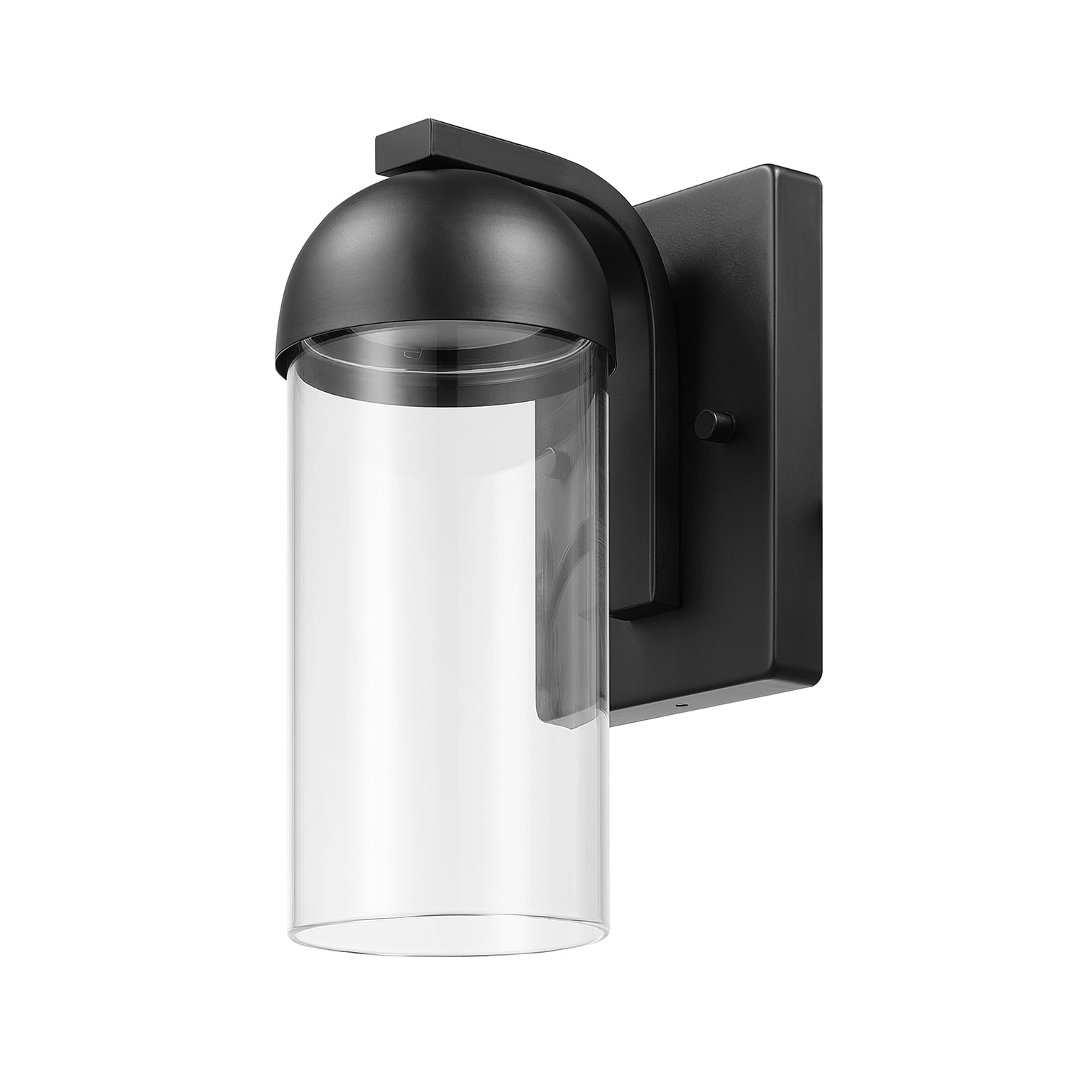 Globe Electric 12W LED Integrated Matte Black Outdoor Wall Sconce with Clear Glass Shade, 91005362