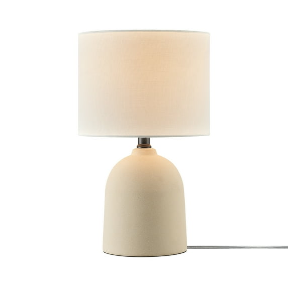 Globe Electric 15" Ceramic Table Lamp with Light Concrete Finish and White Linen Shade