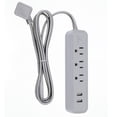 thumbnail image 1 of Globe Electric 1625 Watt Designer Series 6-ft 3-Outlet Gray USB Surge Protector Power Strip, 1 of 8