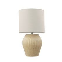 Globe Electric 17" Soft Beige Ceramic Table Lamp with White Linen Shade, 91006232