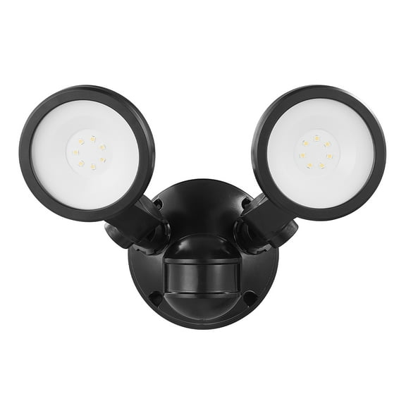 Globe Electric 10 W Twin Head Black Hardwired Motion Sensor Integrated LED Security Flood Light