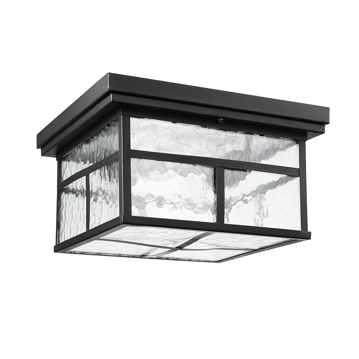 Bronze and Glass Dimmable Outdoor Flush Mount Ceiling Light